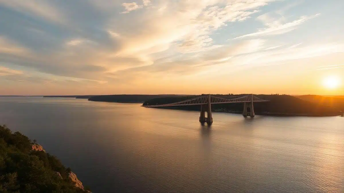 Tempo de construção da Ponte sobre o Rio Mackinac