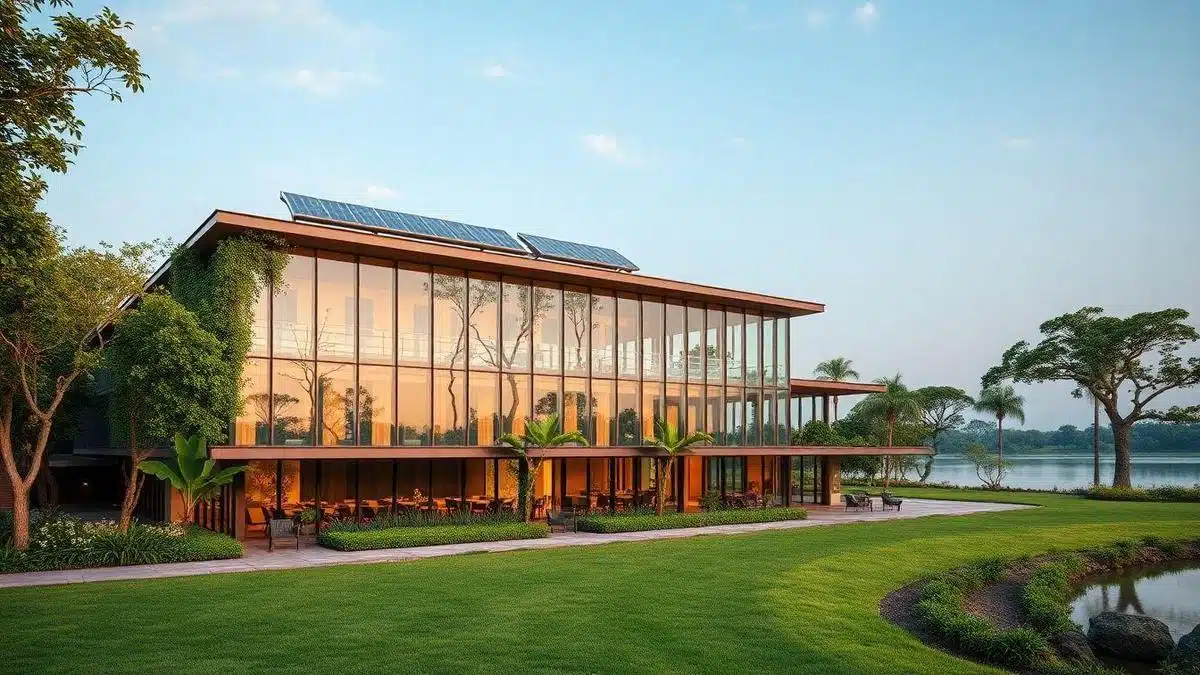 Como você avalia os custos da Tecnologia verde na construção do Instituto Inhotim e seu impacto ambiental nos pavilhões do Inhotim