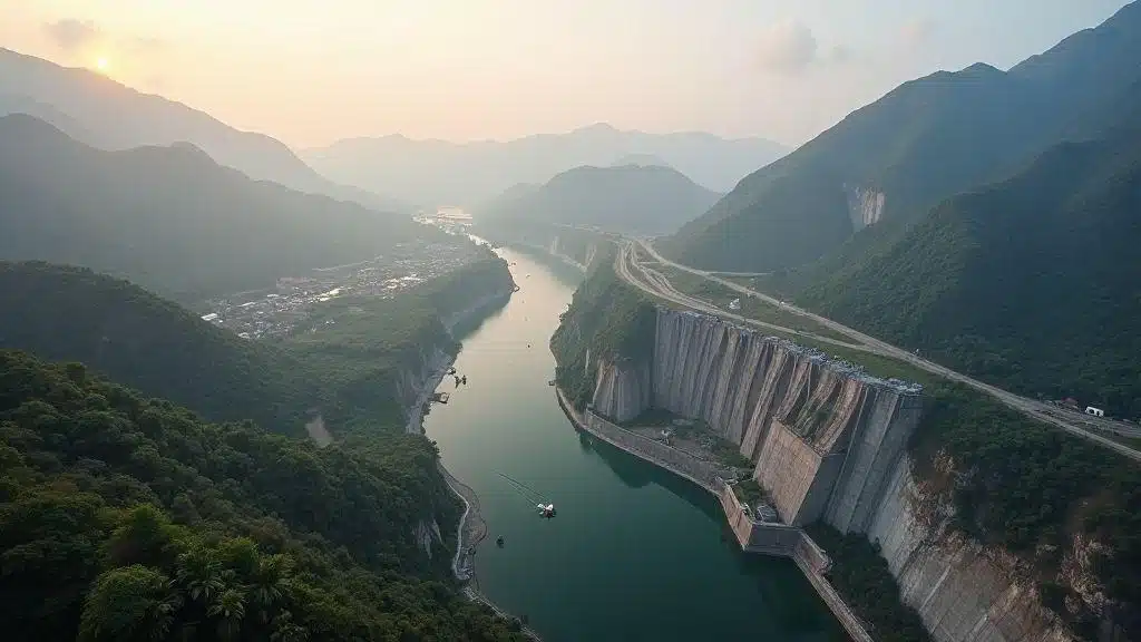 Barragem das Três Gargantas e o custo, a capacidade de ~22,5 GW e o deslocamento de pessoas