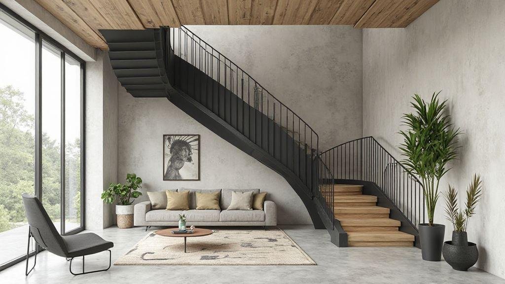 projeto-de-escada-metalica-interna-economiza-espaco